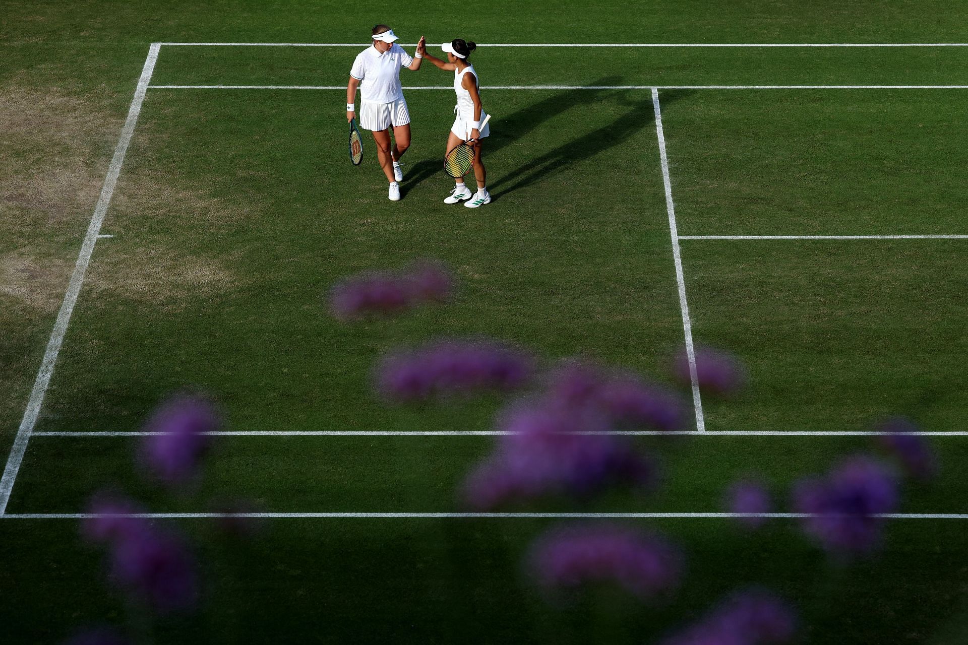 Jelena Ostapenko and Hsieh Su-wei pictured at the 2025 Wimbledon Championships | Image Source: Getty